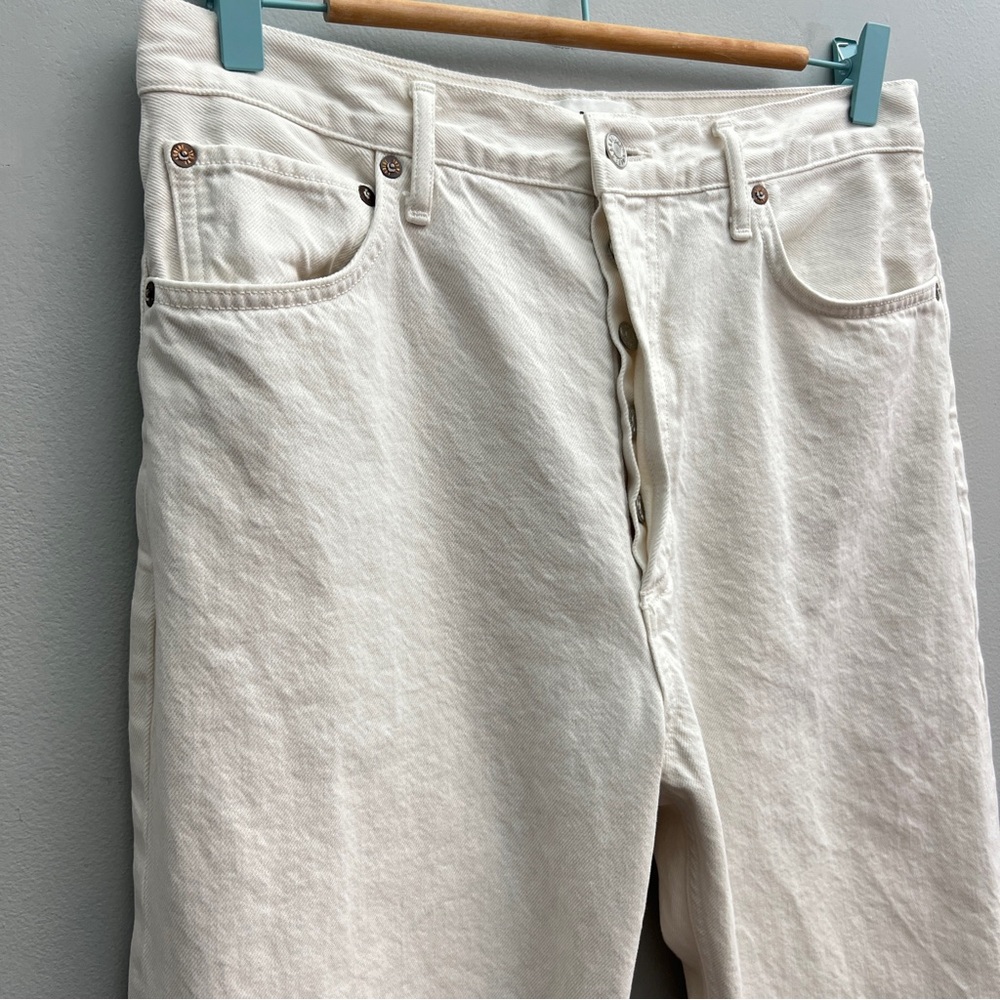 Agolde 90s Pinch High Rise Raw Hem in Marshmallow, Size 30 - Picture 2 of 5